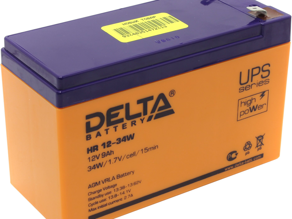 Аккумулятор Delta HR 12-34 W (9 А/ч 12v) в Уссурийске