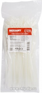 Хомут-стяжка 200х4, 3 под винт (100шт) REXANT белый (07-0204) в Уссурийске